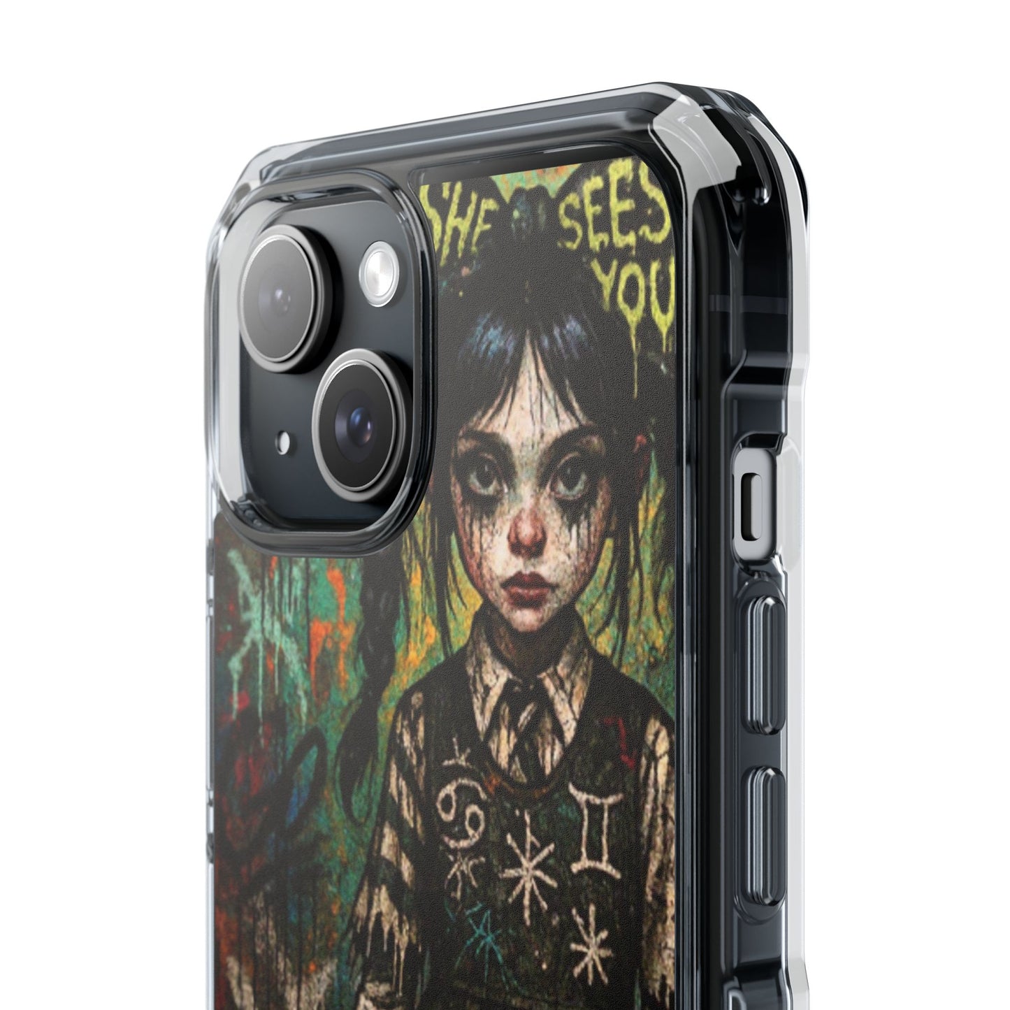 Artistic Magnetic Clear Impact Case - "She Sees You" Design