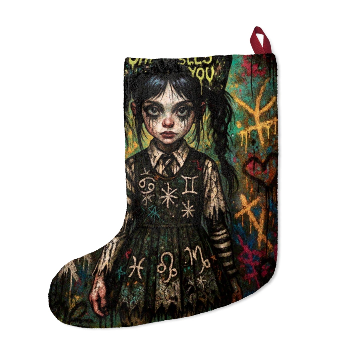 Gothic Art Christmas Stocking - Unique Holiday Decor for Dark Aesthetic Enthusiasts