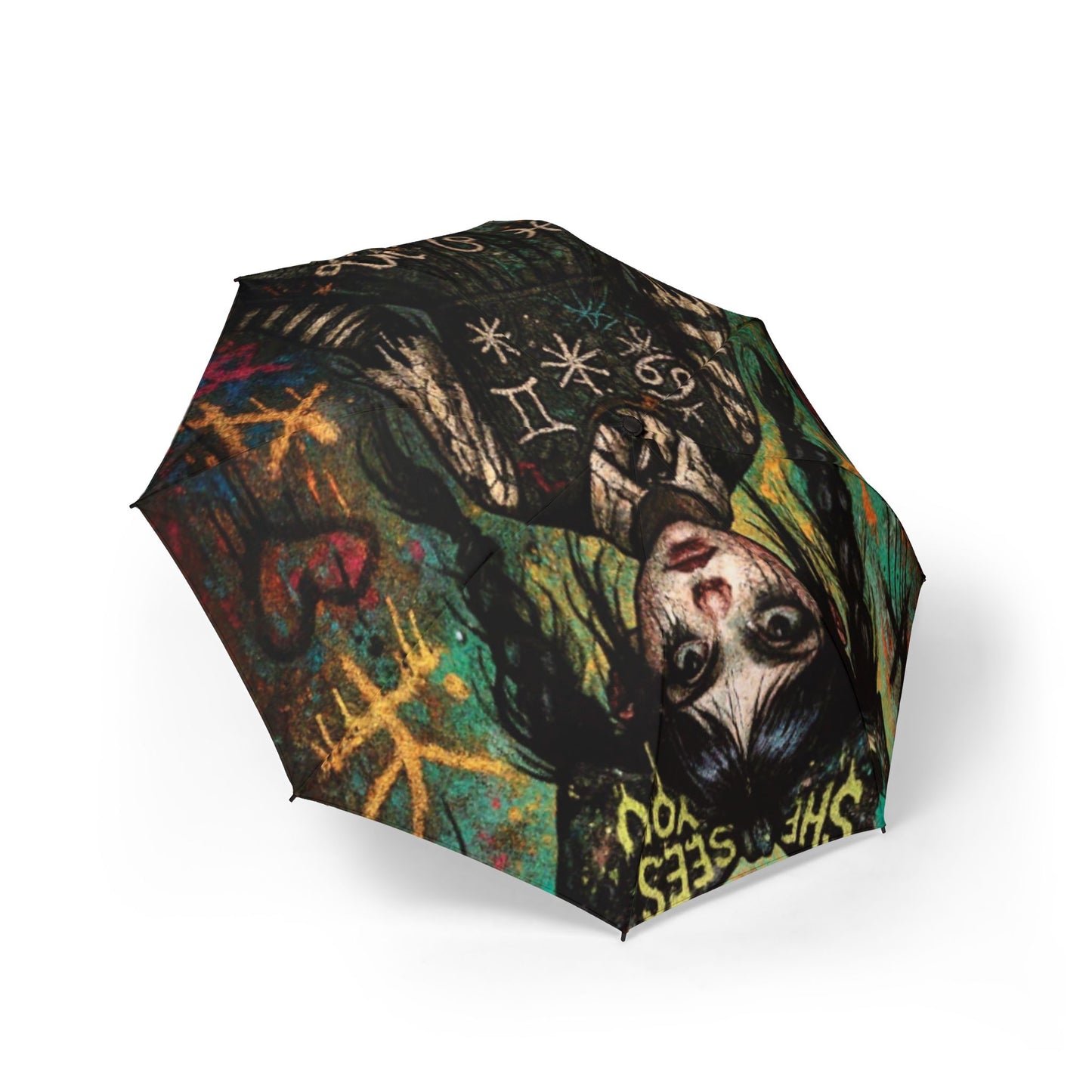 Artistic Foldable Umbrella - 'She Sees You' Design