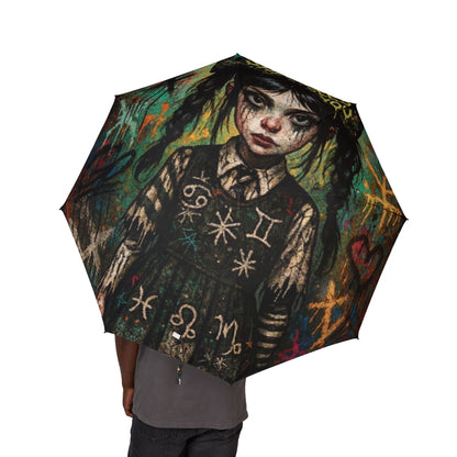 Artistic Foldable Umbrella - 'She Sees You' Design