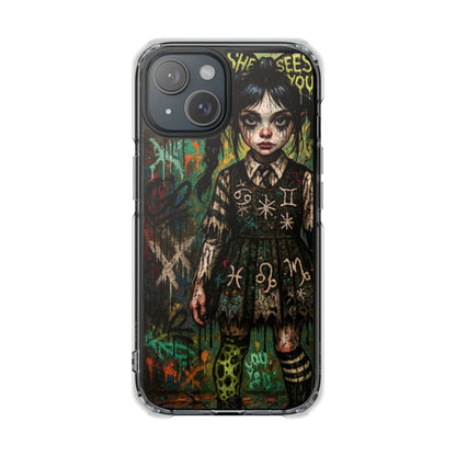 Artistic Magnetic Clear Impact Case - "She Sees You" Design