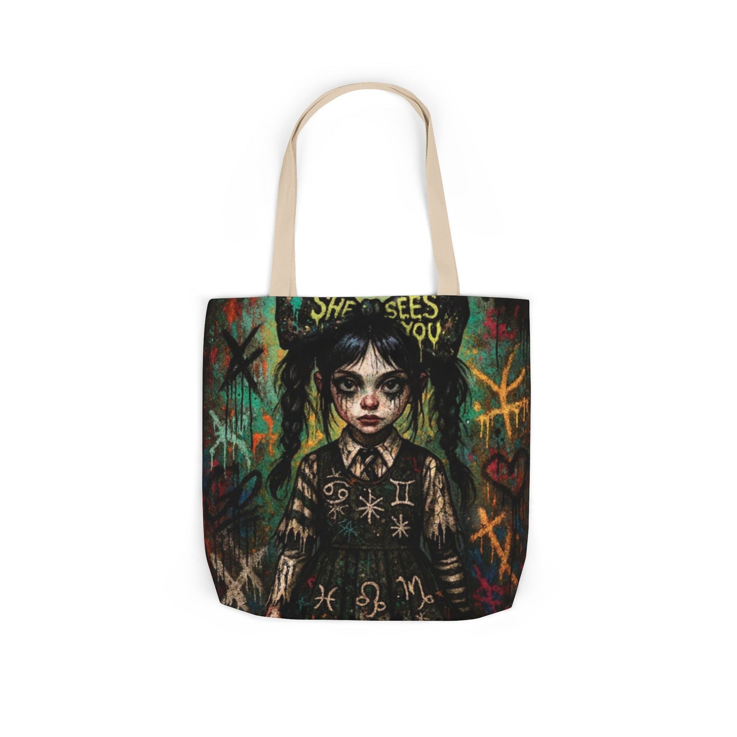 Gothic Art Canvas Tote Bag - Unique 5-Color Straps for Trendy Fashion