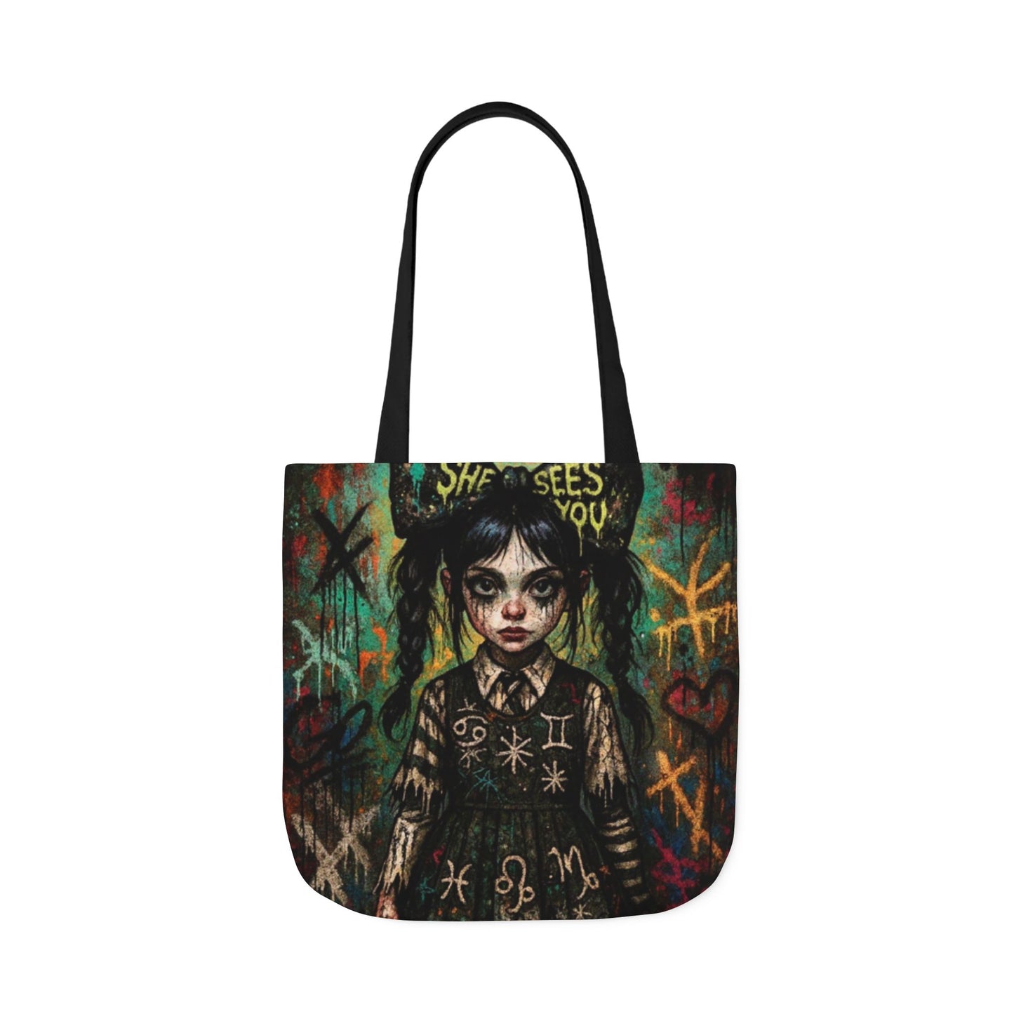 Gothic Art Canvas Tote Bag - Unique 5-Color Straps for Trendy Fashion