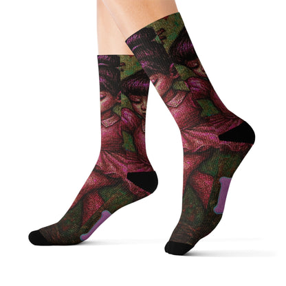 Artistic Sublimation Socks - Elegant Ballerina Design for Dance Lovers