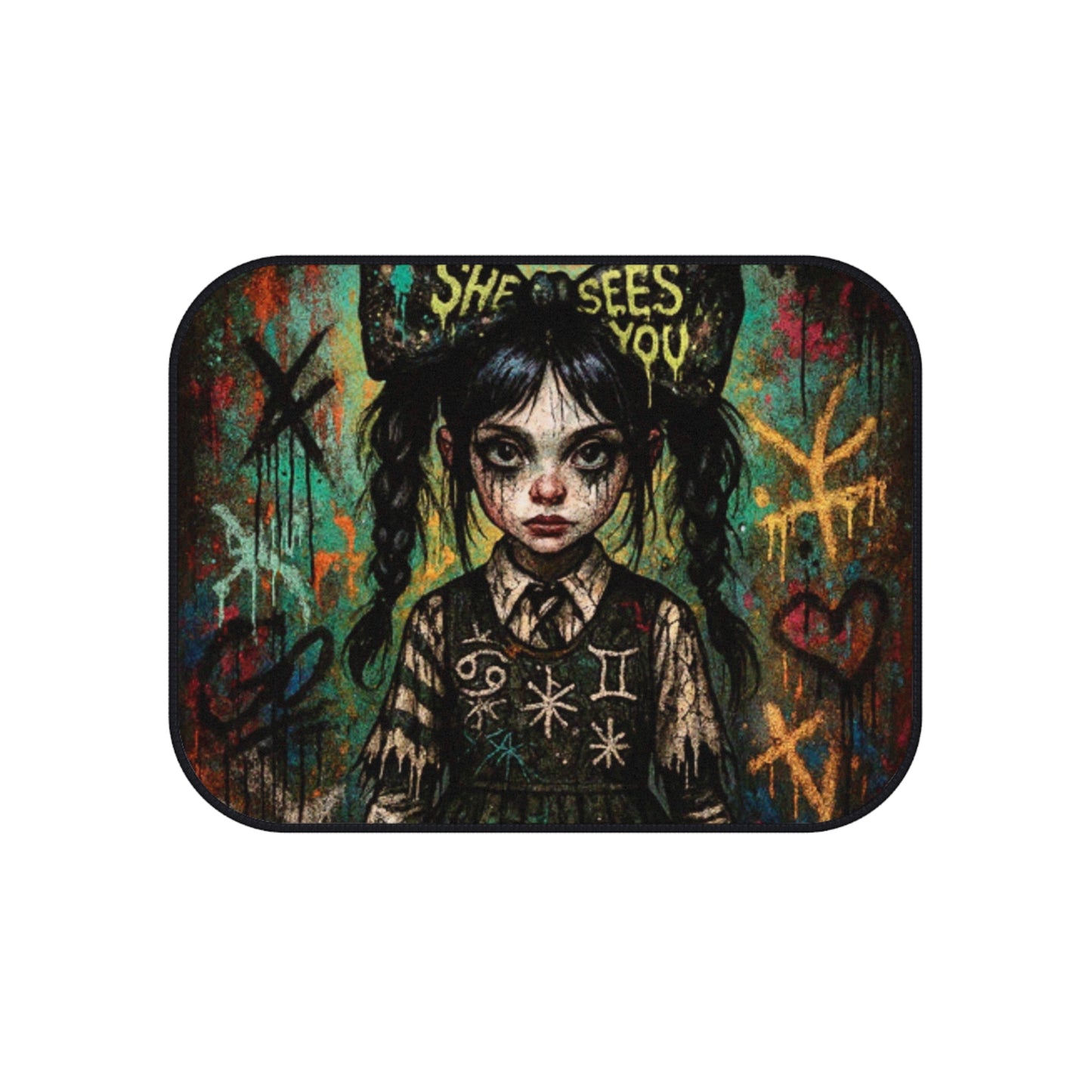 Gothic Car Mats Set - Whimsical Horror Design for Personalized Vehicle Decor