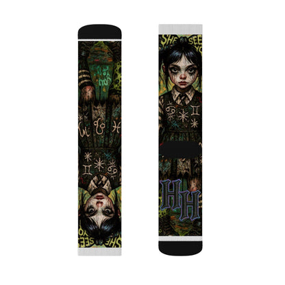 Gothic Sublimation Socks - Unique Artistic Design for Alternative Fashion Lovers