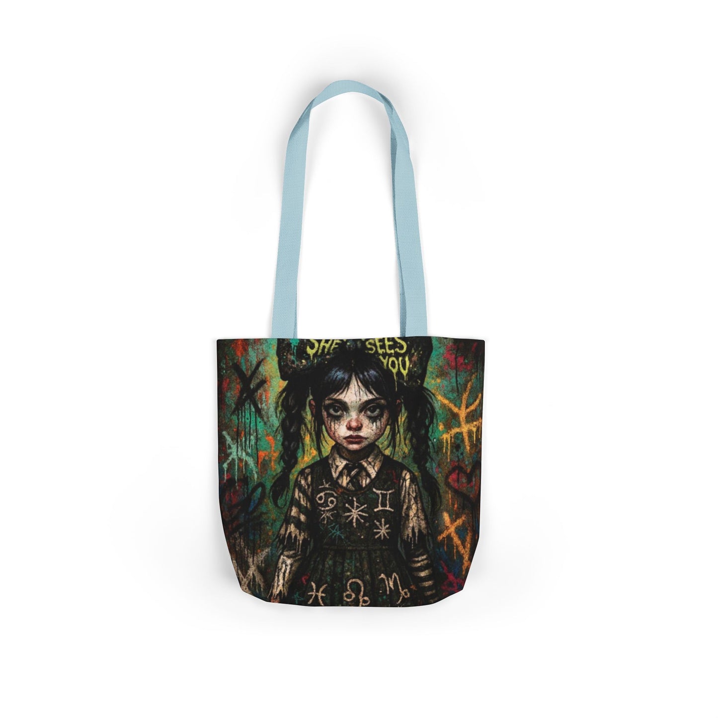 Gothic Art Canvas Tote Bag - Unique 5-Color Straps for Trendy Fashion