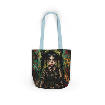 Gothic Art Canvas Tote Bag - Unique 5-Color Straps for Trendy Fashion