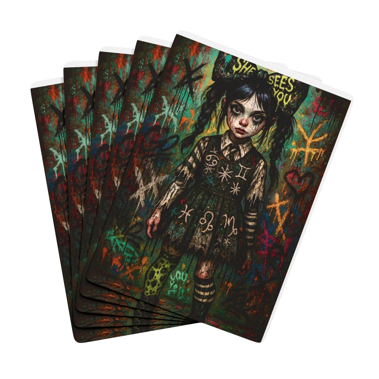 Gothic Poker Playing Cards Set - Unique Illustrated Deck with Ace of Spades and Artistic Design