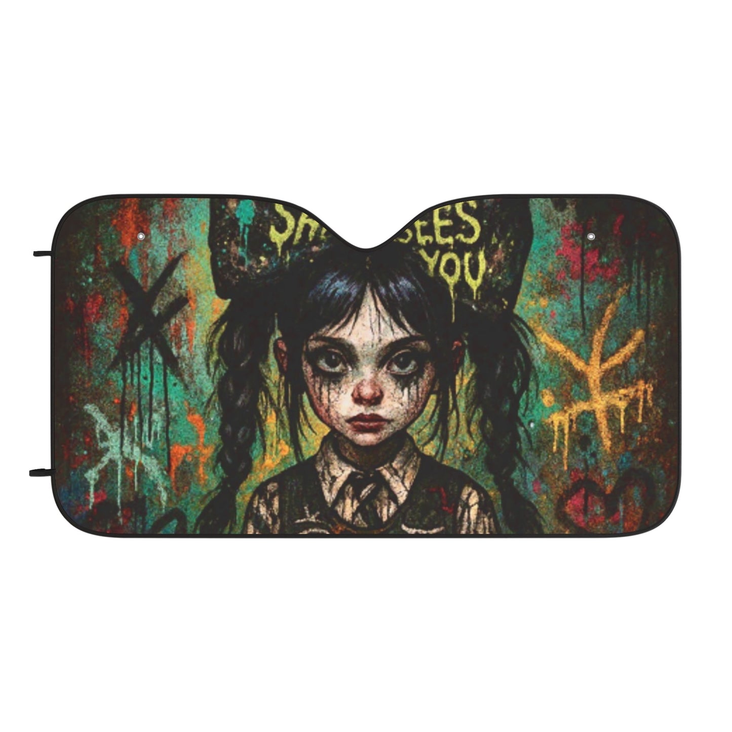Chic Car Sun Shades - Spooky Art Design, UV Protection, Cool Car Accessory, Great for Halloween, Unique Gift Idea, Car Accessories