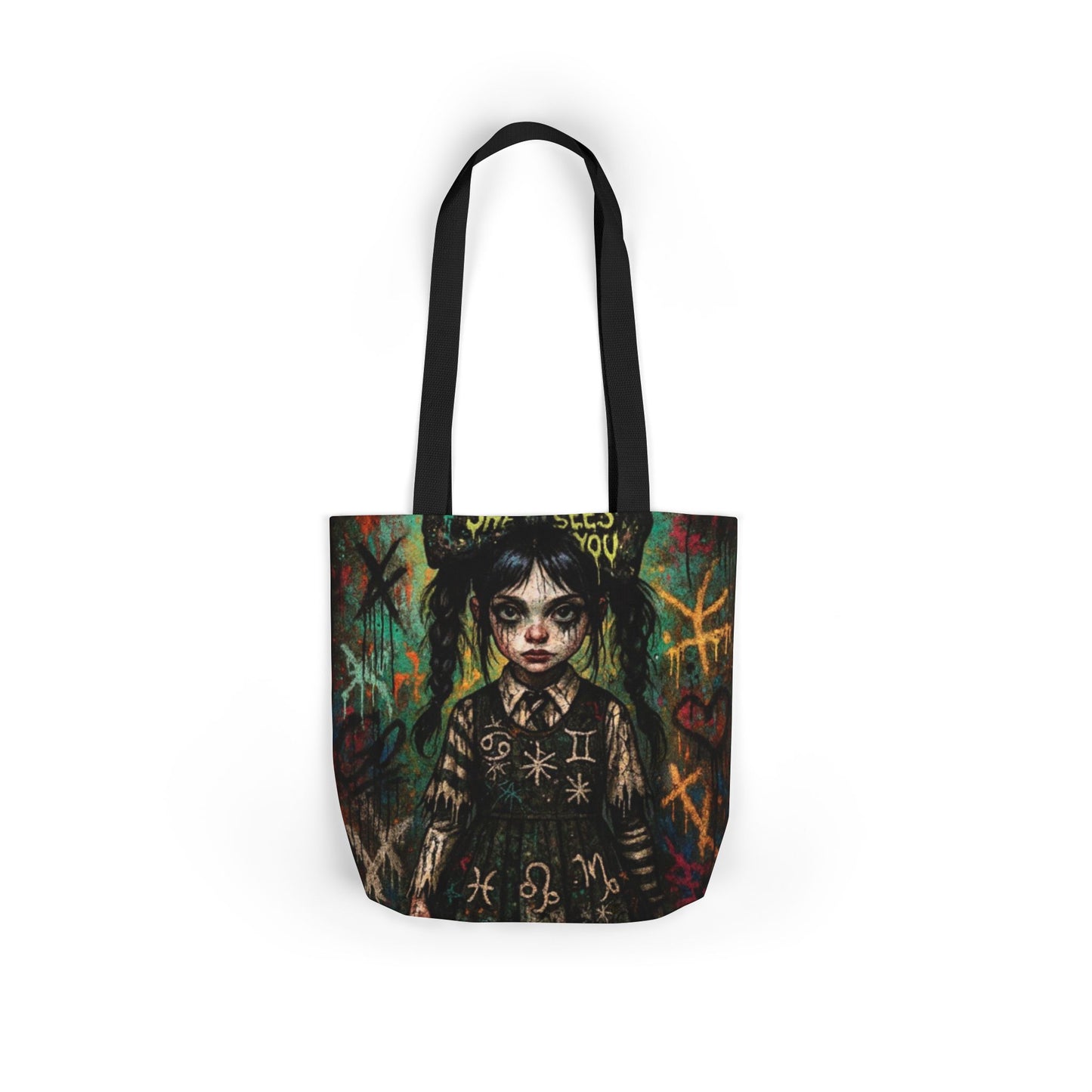 Gothic Art Canvas Tote Bag - Unique 5-Color Straps for Trendy Fashion
