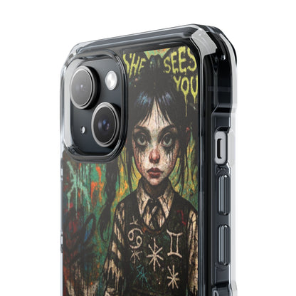 Artistic Magnetic Clear Impact Case - "She Sees You" Design