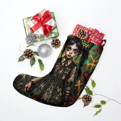 Gothic Art Christmas Stocking - Unique Holiday Decor for Dark Aesthetic Enthusiasts