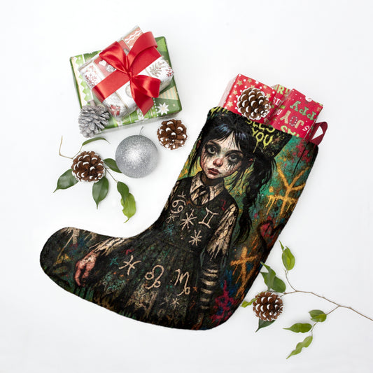 Gothic Art Christmas Stocking - Unique Holiday Decor for Dark Aesthetic Enthusiasts