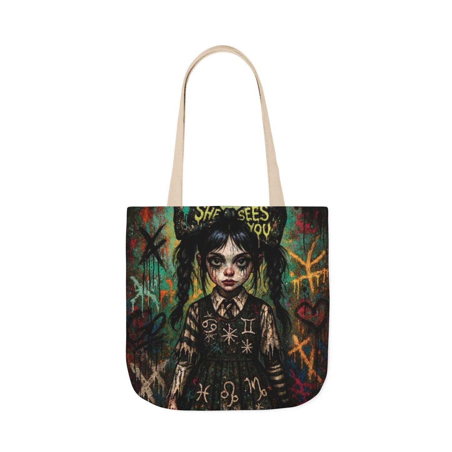 Gothic Art Canvas Tote Bag - Unique 5-Color Straps for Trendy Fashion