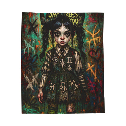 Gothic Velvet Blanket - 'She Sees You' Artwork