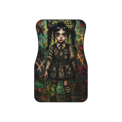 Gothic Car Mats Set - Whimsical Horror Design for Personalized Vehicle Decor