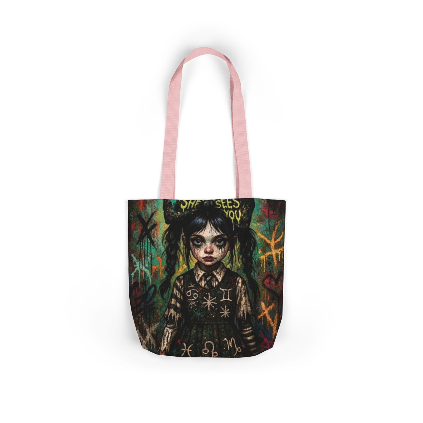 Gothic Art Canvas Tote Bag - Unique 5-Color Straps for Trendy Fashion