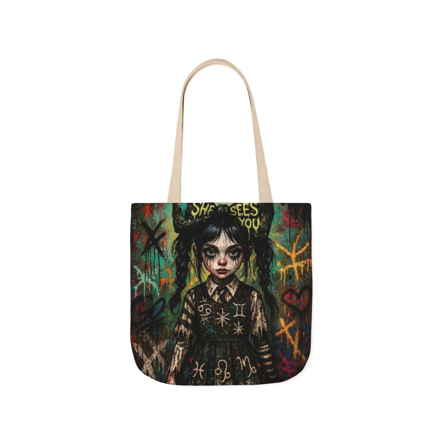 Gothic Art Canvas Tote Bag - Unique 5-Color Straps for Trendy Fashion