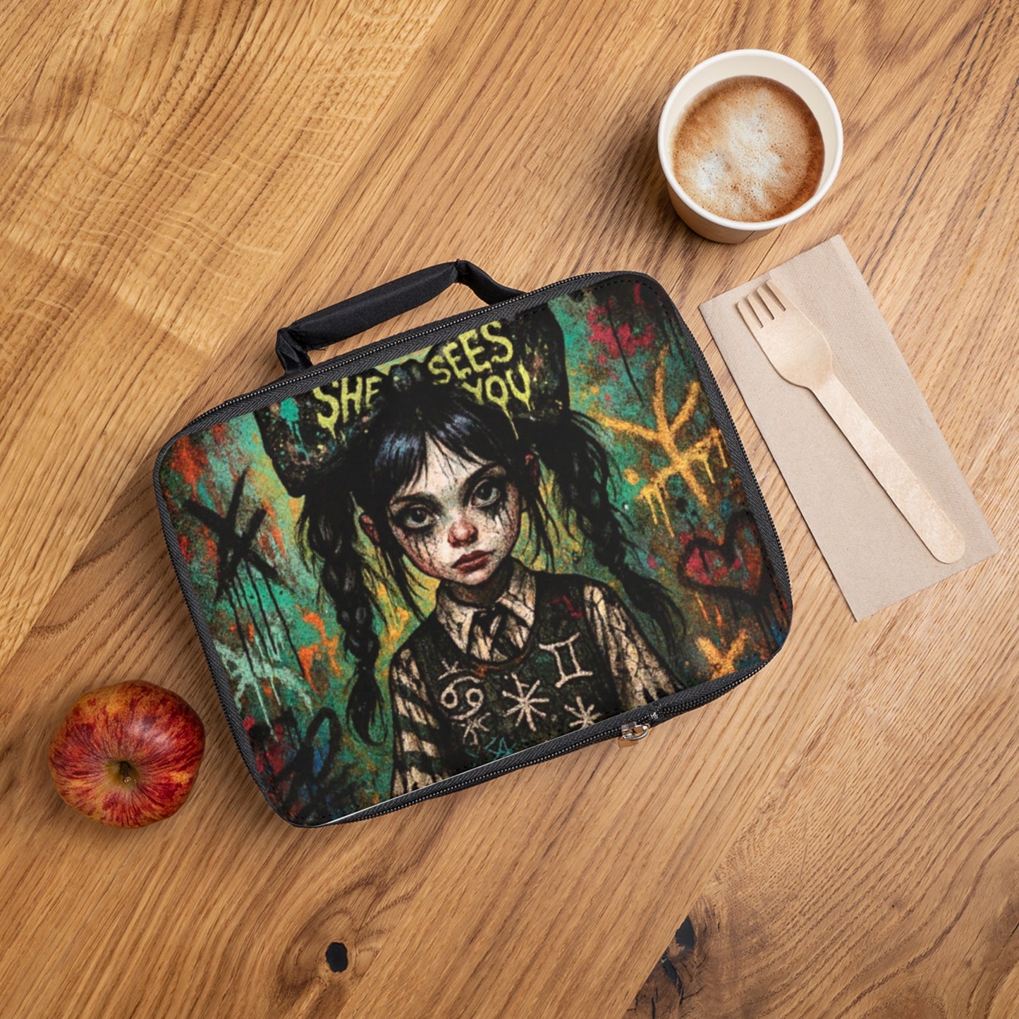Artistic Lunch Bag - "She Sees You" Design for Unique Style