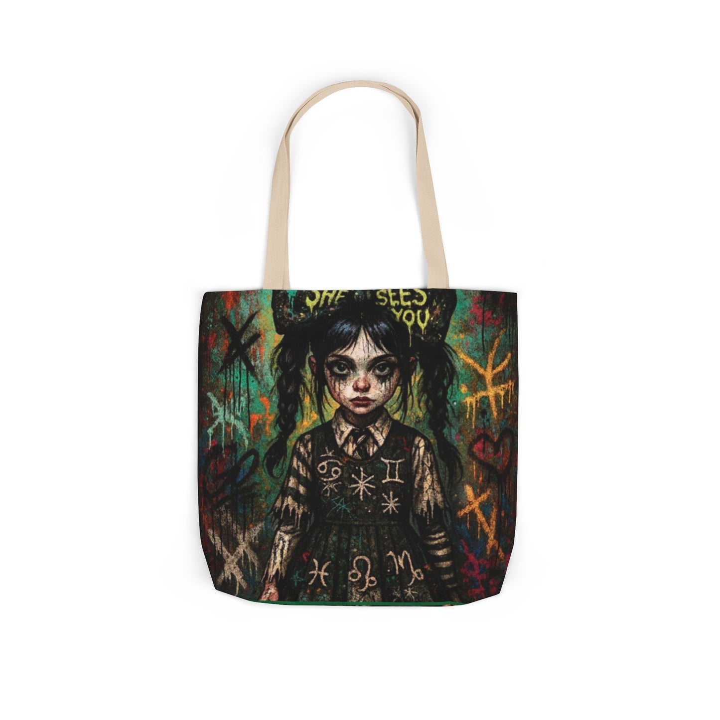 Gothic Art Canvas Tote Bag - Unique 5-Color Straps for Trendy Fashion