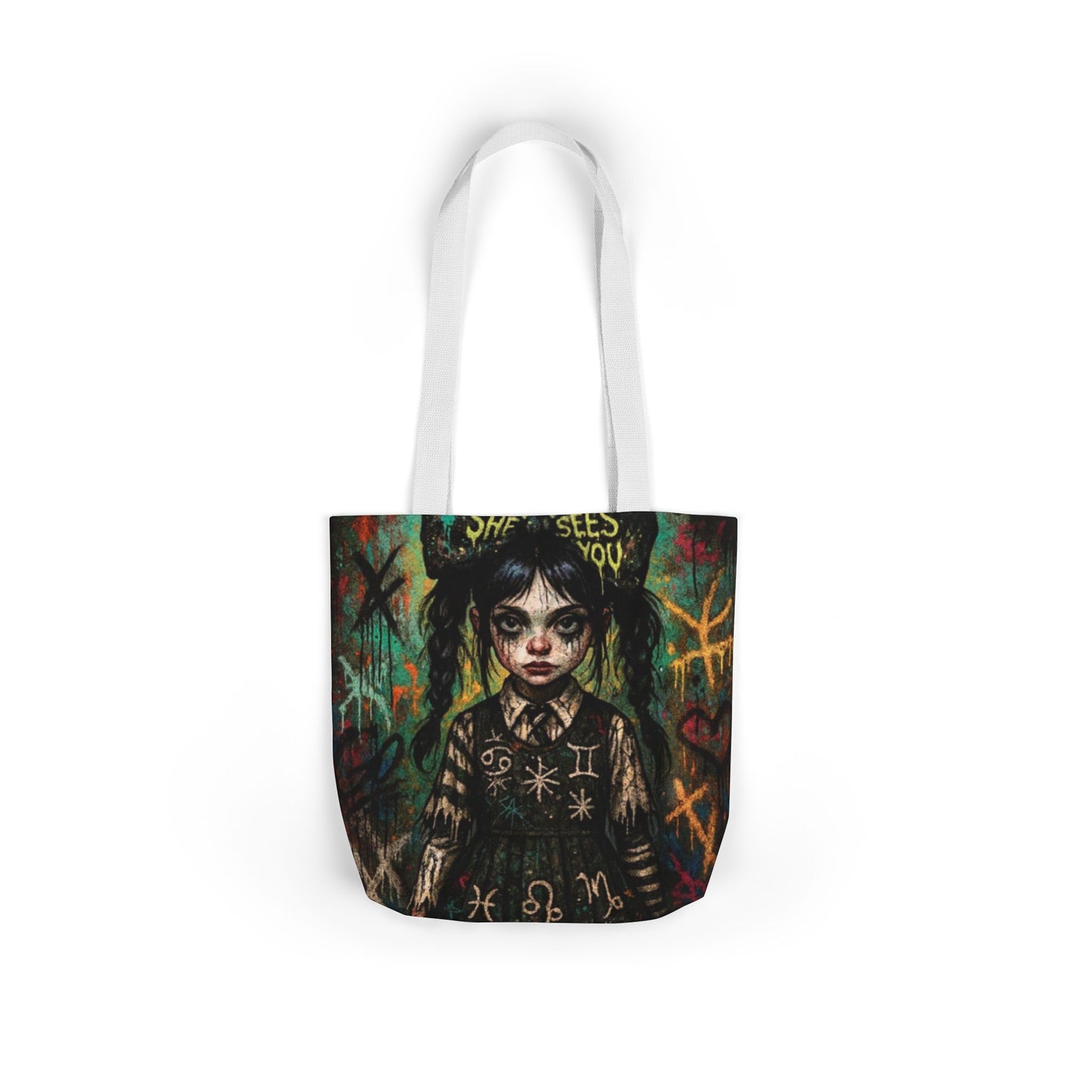 Gothic Art Canvas Tote Bag - Unique 5-Color Straps for Trendy Fashion