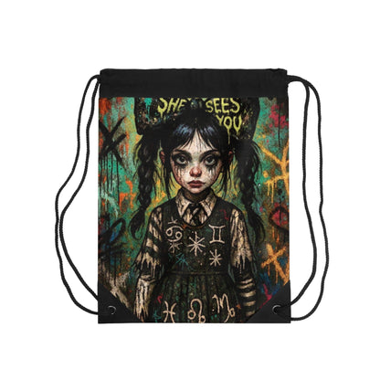 Mystical Drawstring Bag: 'She Sees You' Design