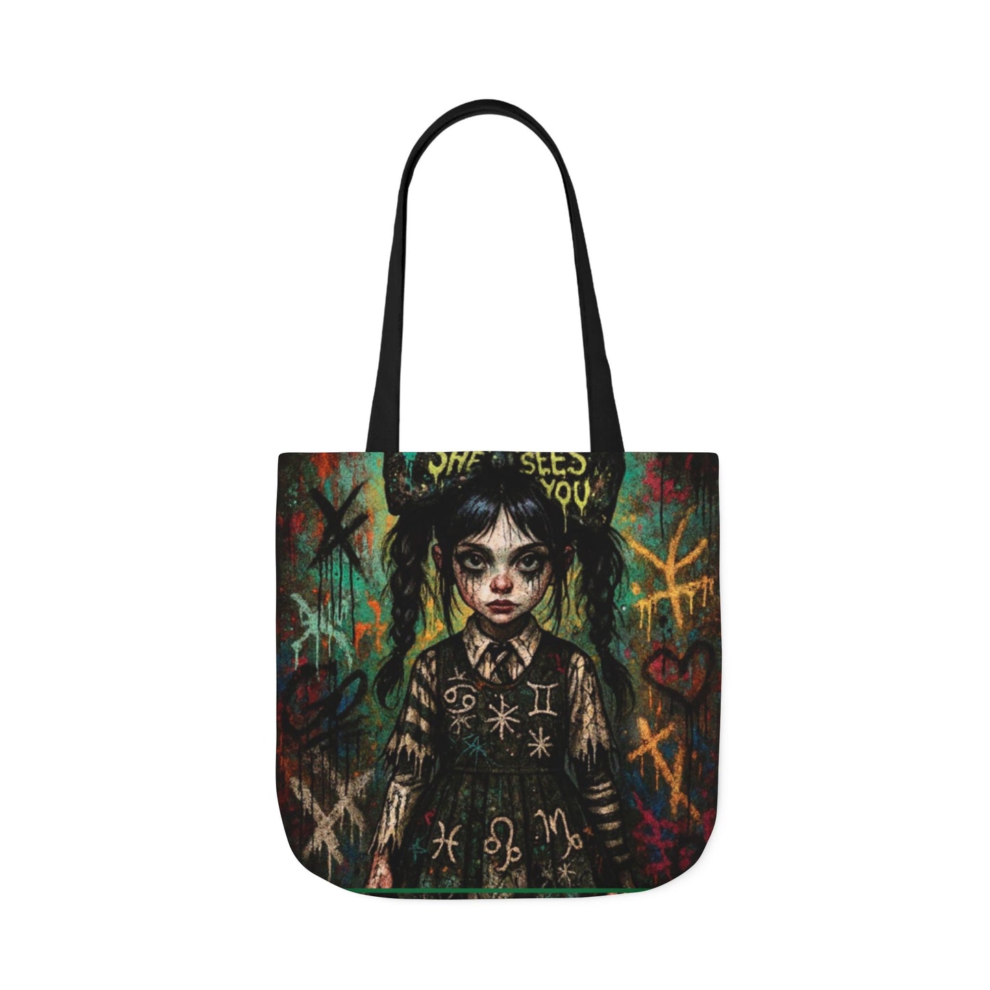 Gothic Art Canvas Tote Bag - Unique 5-Color Straps for Trendy Fashion