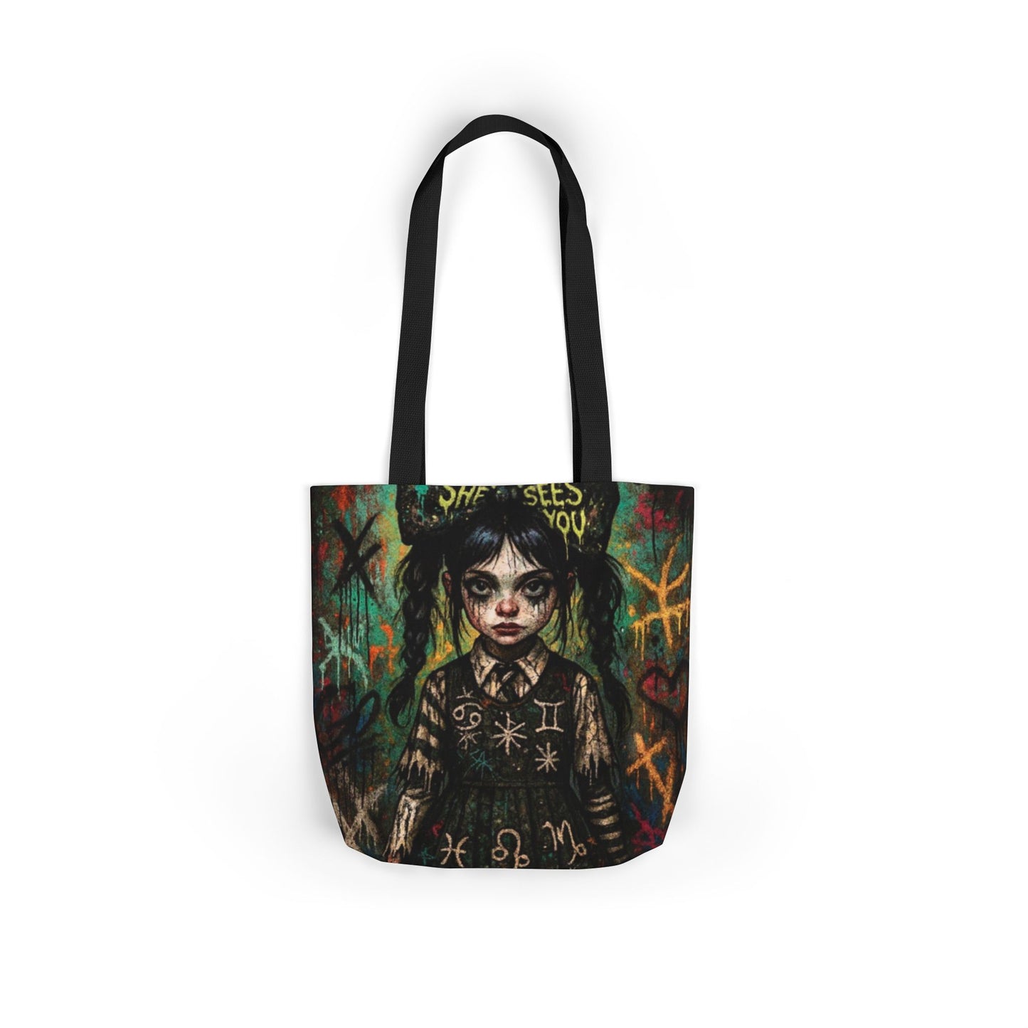 Gothic Art Canvas Tote Bag - Unique 5-Color Straps for Trendy Fashion