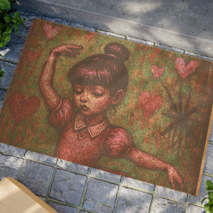 Artistic Ballet Dancer Doormat with Heart Design