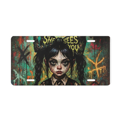Artistic Vanity Plate - "She Sees You" Design