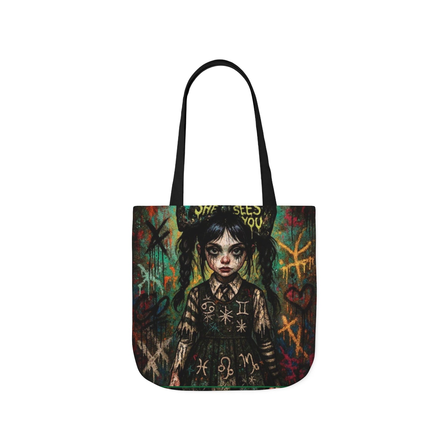 Gothic Art Canvas Tote Bag - Unique 5-Color Straps for Trendy Fashion