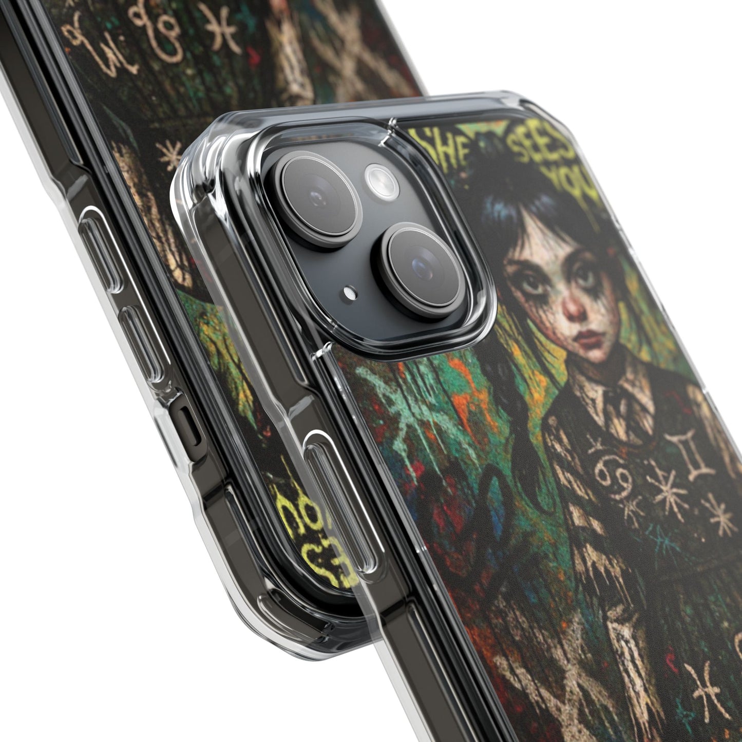Artistic Magnetic Clear Impact Case - "She Sees You" Design