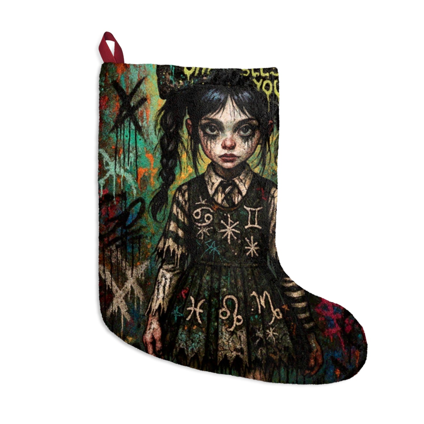 Gothic Art Christmas Stocking - Unique Holiday Decor for Dark Aesthetic Enthusiasts