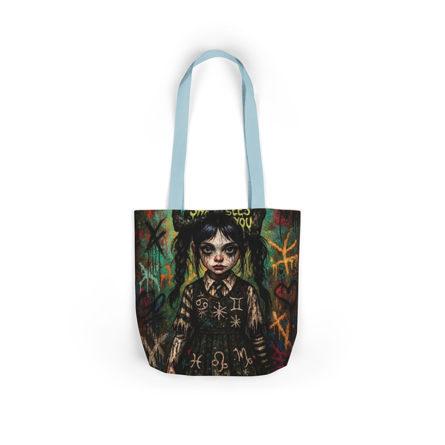 Gothic Art Canvas Tote Bag - Unique 5-Color Straps for Trendy Fashion