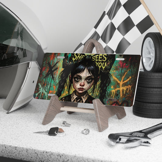 Artistic Vanity Plate - "She Sees You" Design