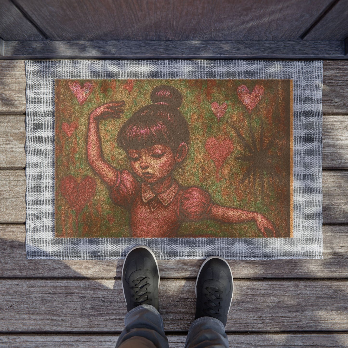 Artistic Ballet Dancer Doormat with Heart Design