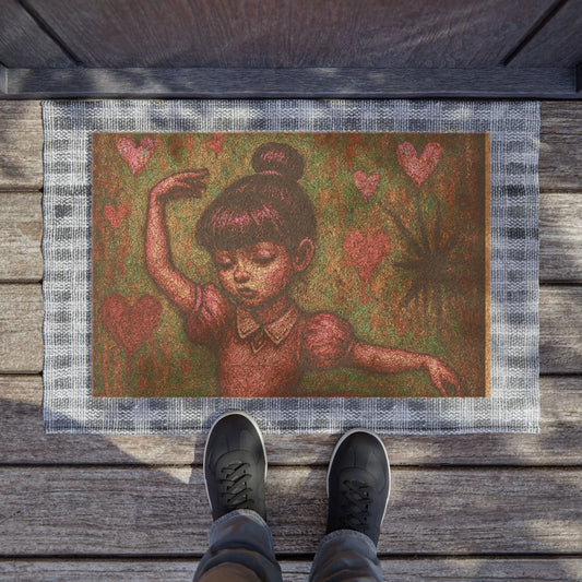 Artistic Ballet Dancer Doormat with Heart Design