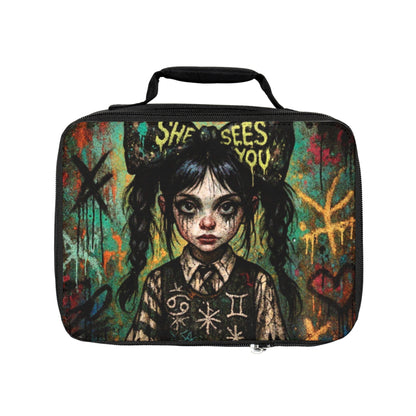 Artistic Lunch Bag - "She Sees You" Design for Unique Style