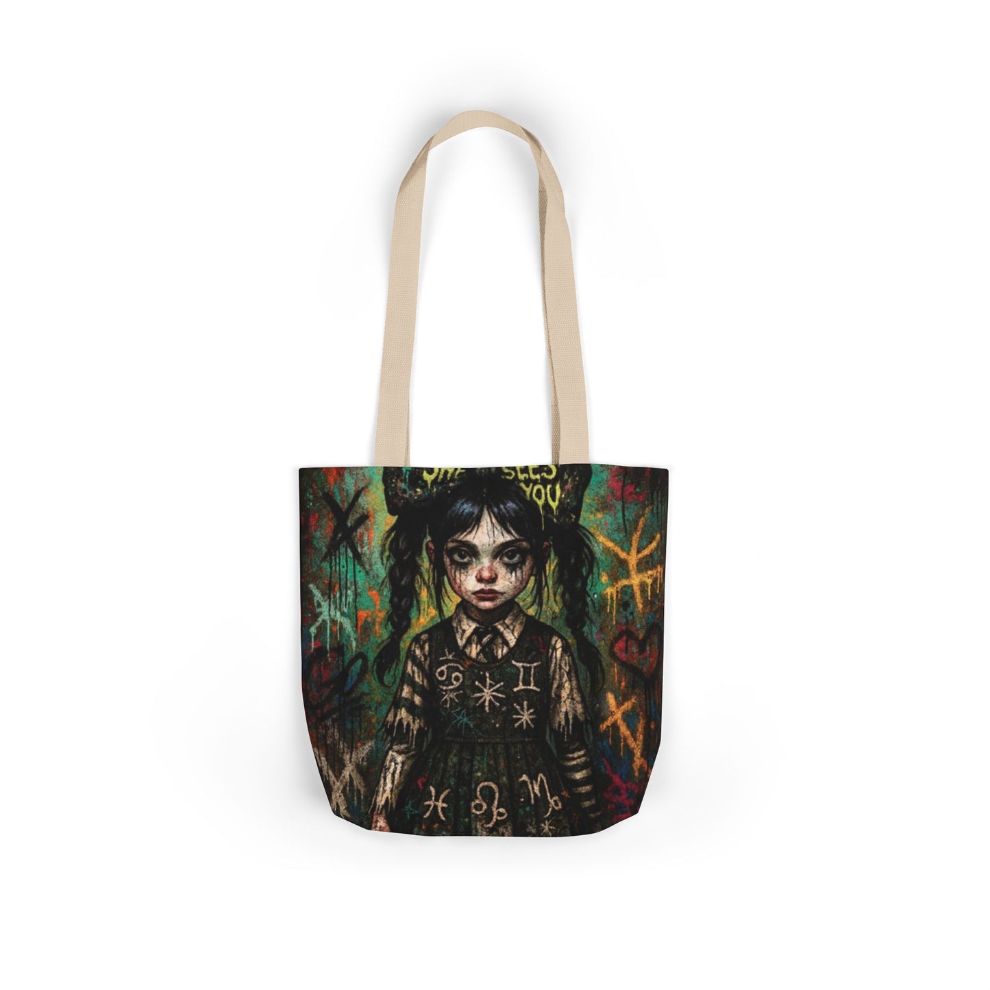 Gothic Art Canvas Tote Bag - Unique 5-Color Straps for Trendy Fashion
