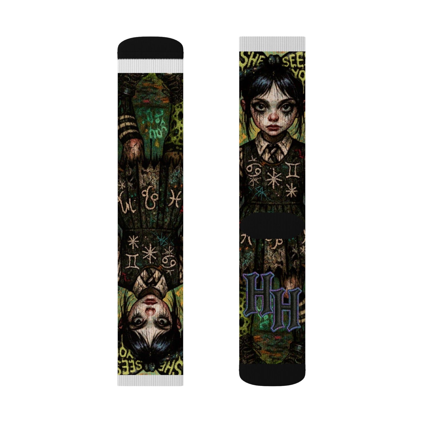Gothic Sublimation Socks - Unique Artistic Design for Alternative Fashion Lovers