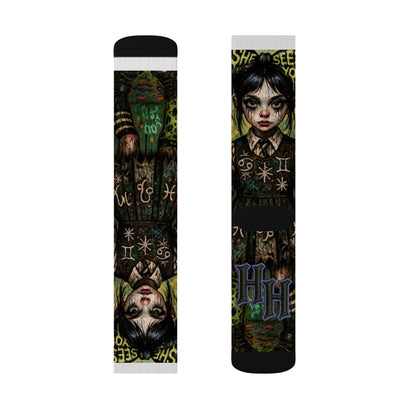 Gothic Sublimation Socks - Unique Artistic Design for Alternative Fashion Lovers