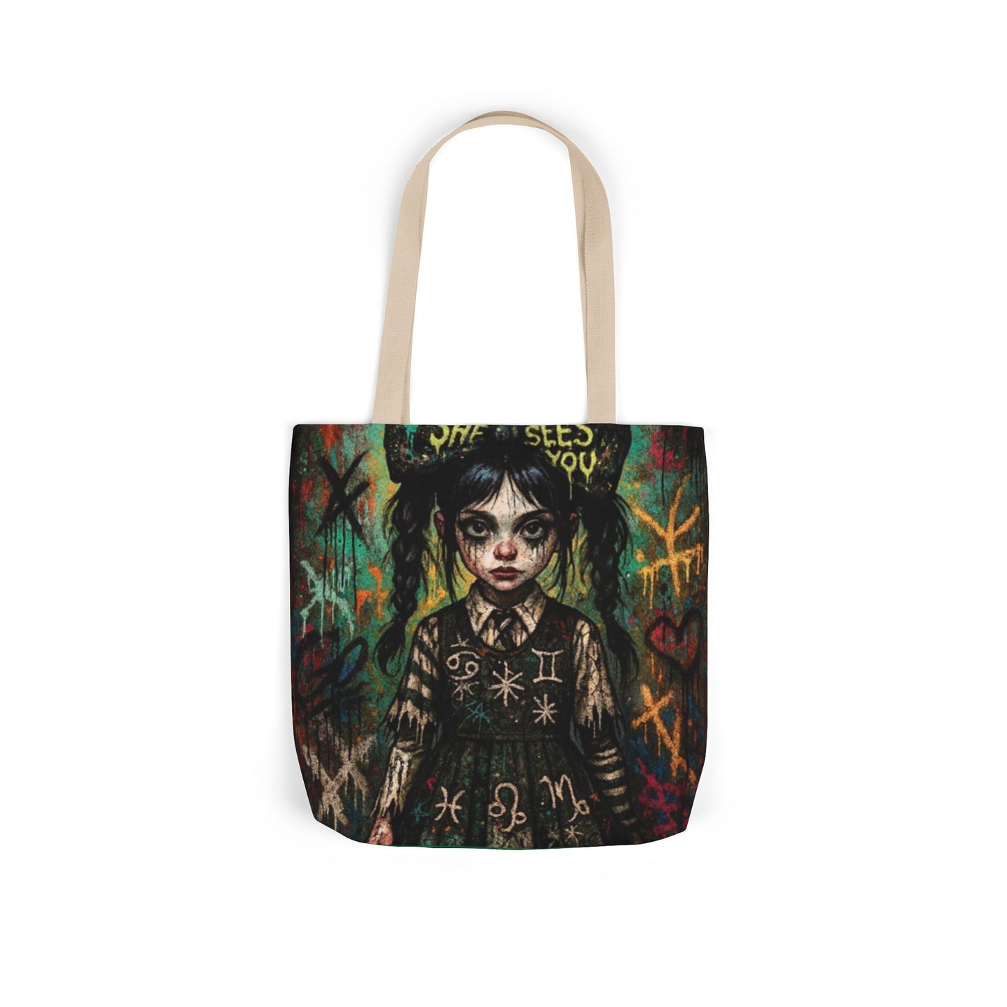 Gothic Art Canvas Tote Bag - Unique 5-Color Straps for Trendy Fashion