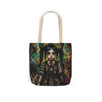 Gothic Art Canvas Tote Bag - Unique 5-Color Straps for Trendy Fashion