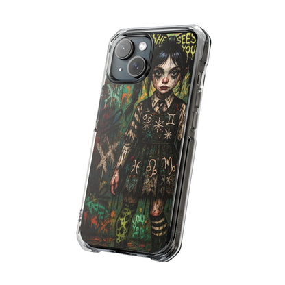 Artistic Magnetic Clear Impact Case - "She Sees You" Design