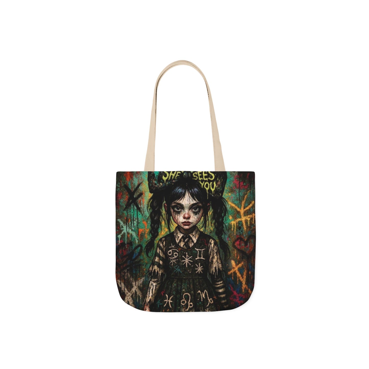Gothic Art Canvas Tote Bag - Unique 5-Color Straps for Trendy Fashion