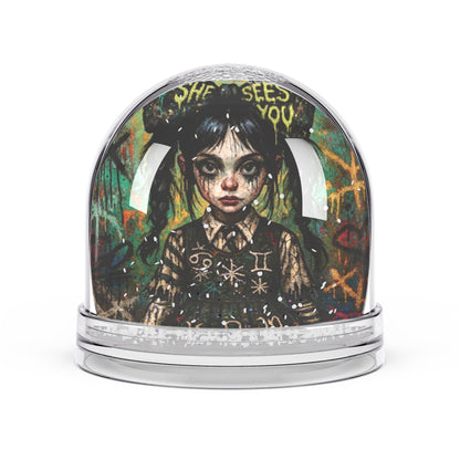 Gothic Snow Globe with Whispering Doll Design