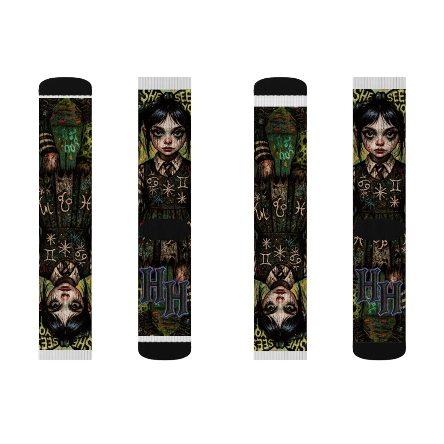Gothic Sublimation Socks - Unique Artistic Design for Alternative Fashion Lovers
