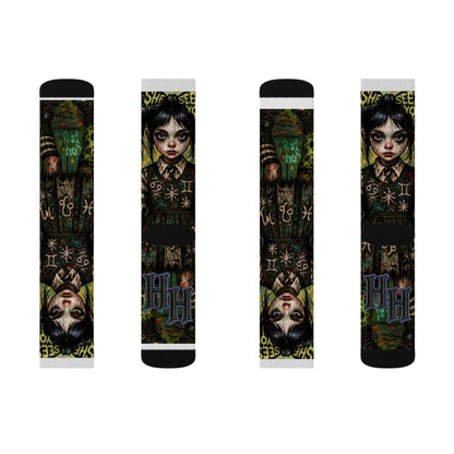 Gothic Sublimation Socks - Unique Artistic Design for Alternative Fashion Lovers